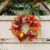 Artificial Autumn Wreath for Front Door Farmhouses Garden, Harvest Wreath with Pumpkins Thanksgiving Party Decorations