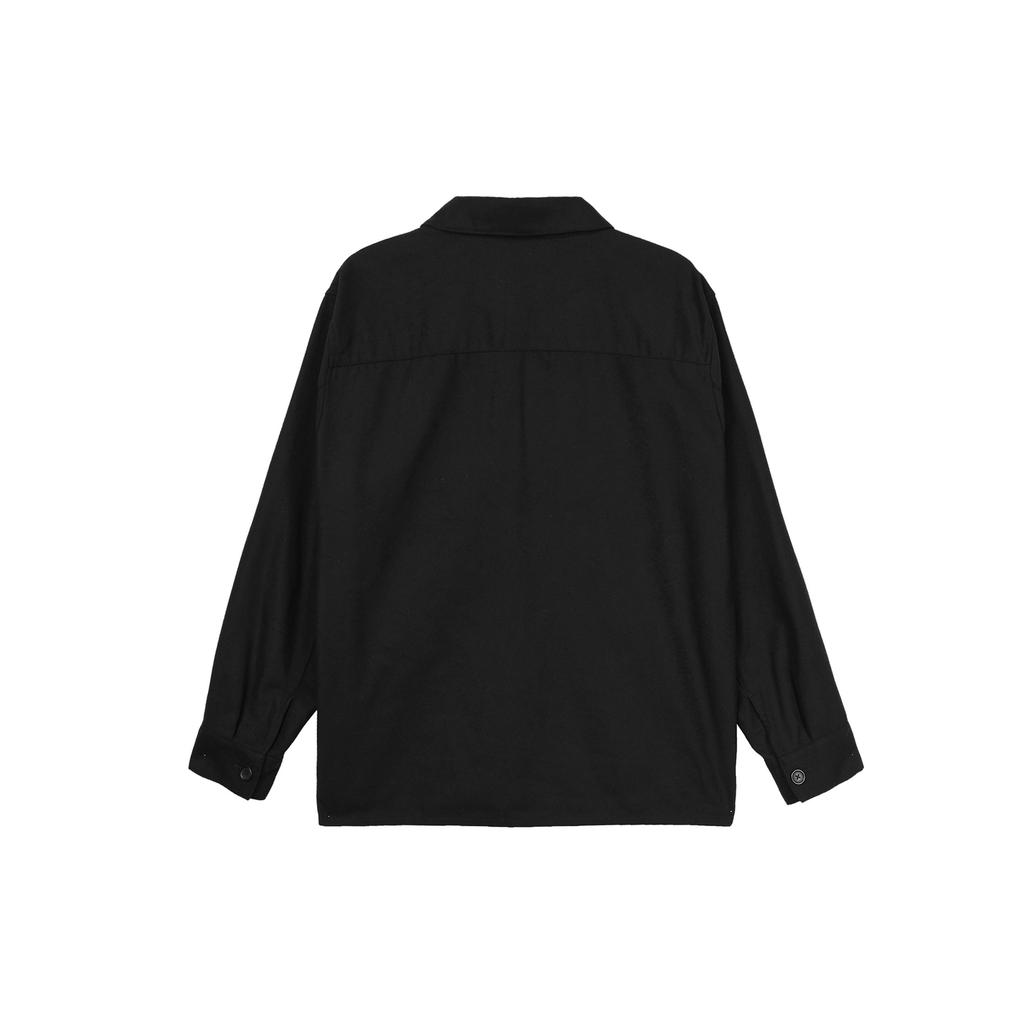 Uniqlo Solid Color Single-Breasted Loose Long Sleeve Shirt Unisex shirts Black 460691-09