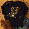Custom Name Letter Combination Fashion Women T-shirt Diamond Gold Letter Font  Short Sleeve Tops Black T-shirt