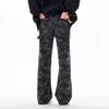 Amerikanische Streetwear-Werkzeug-Wide-Leg-Camouflage-Jeans Herren und Damen fließend Frühling Retro High-Waist locker und dünn gerade geschnittene Hose