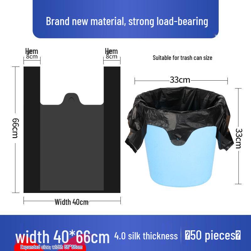 Extra-Thick Black Handheld Vest-Style Garbage Bags - Large Disposable Kitchen Bags