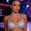 Eye Catching Mesh Body Chain With Glitters Rhinestones Backless Sleeveless Clubwear Suitable For Travel And Photo Props