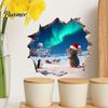 Indoor Outdoor Wall Decal 3D Christmas Mouse Hole Sticker, Waterproof PVC Decal, Creative Festive Winter Theme Sticker Scene Easy Apply for