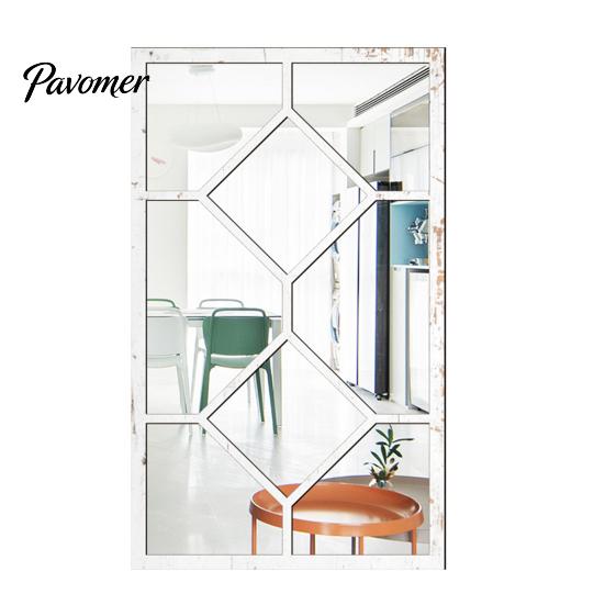 Adesivi Specchio da Parete Stile Boho Decorazione Finestra ad Arco, Specchio Finto Acrilico con Cornice in Legno, Adesivo da Incollare per Casa, Adesivo Autoadesivo per Vetro Finestra