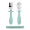 304 Stainless Steel Baby Feeding Set: Long-Handled Silicone Fork & Spoon