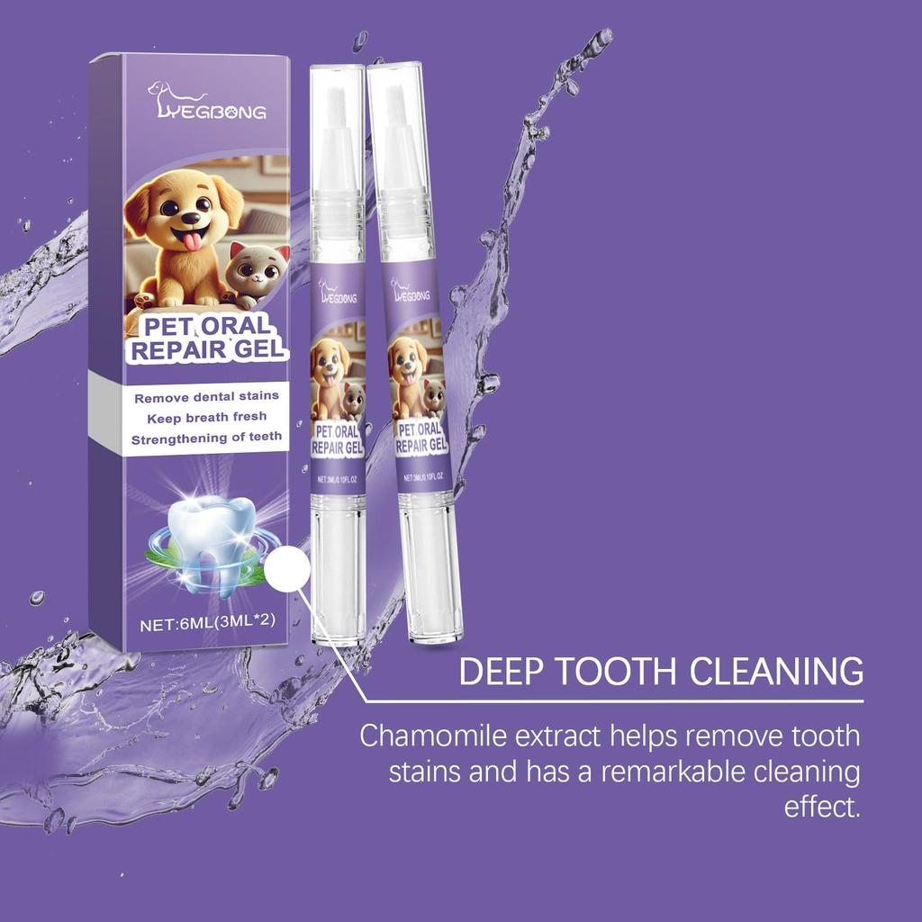 Yegbong Pet Oral Repair Gel, cleans the oral cavity of cats and dogs, freshens breath, promotes pet oral, teeth, and gum health, 6ml