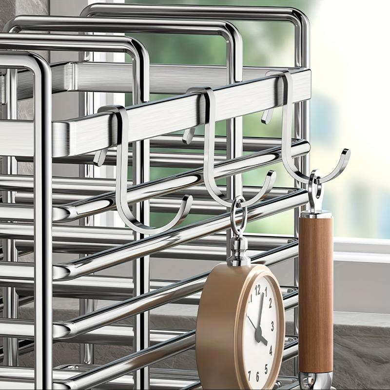 Wall-Mounted No-Drill Cutlery Rack Stainless Steel Space-Saving Anti-Scratch Utensil Organizer for Home Kitchen Storage