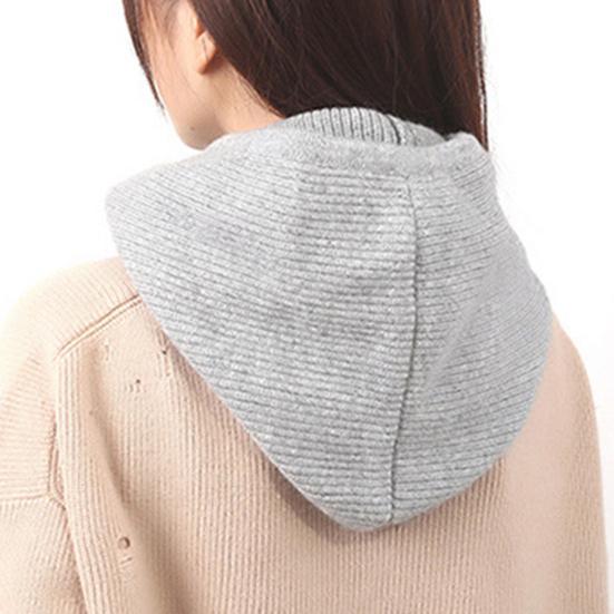 Strickmütze Schal Kombi Einfarbig Verstellbarer Kordelzug Kapuzenschal Damen Winter Warm Winddicht Elastisch Thermomütze