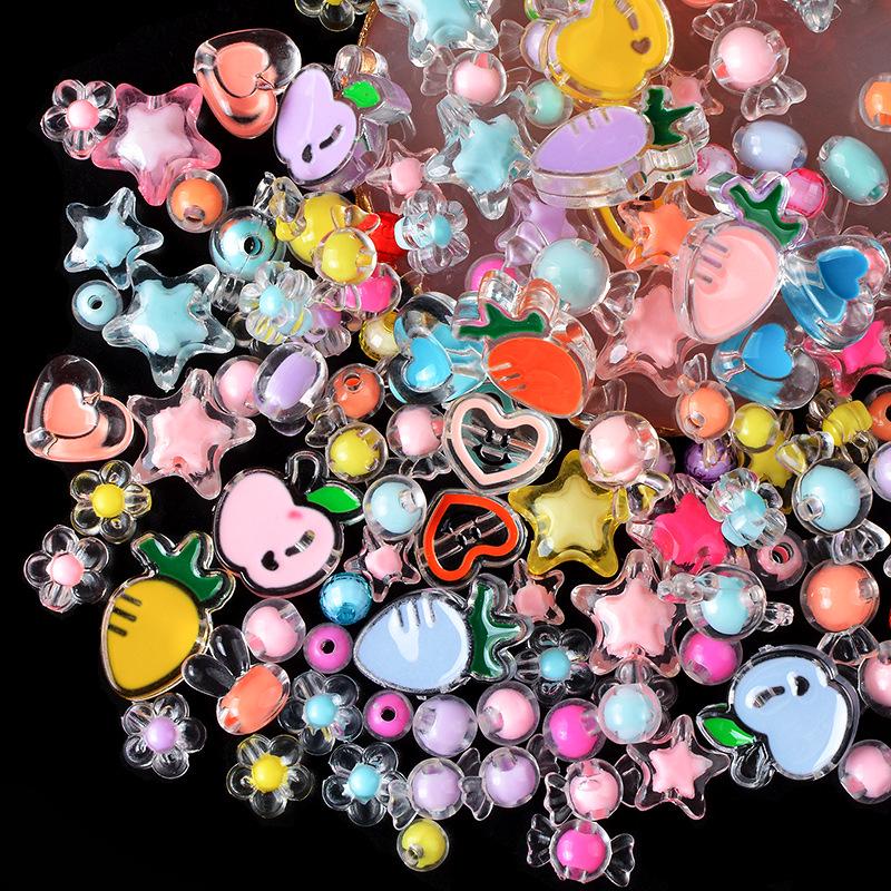 Acrylic Beads: Inner Color & Transparent Beads for DIY Hair Ties and Bracelets