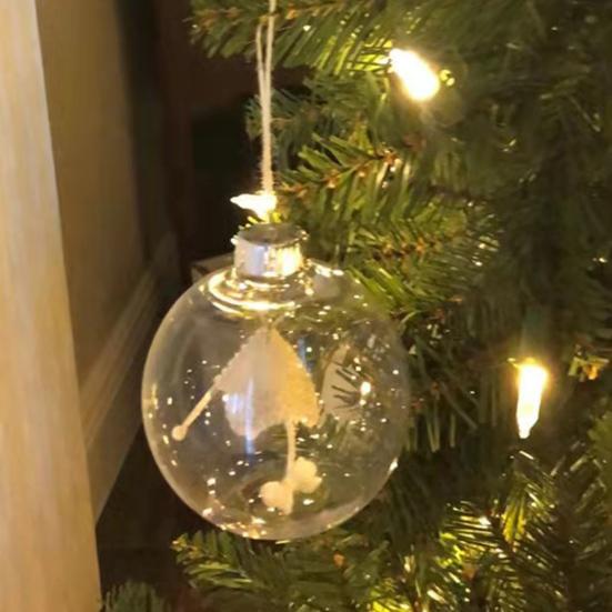 Holiday Sewing Snow Ball Ornament Plastic Clear Balls Xmas Hanging Ornament Seamstress Gift for Knitters Yarn Lovers