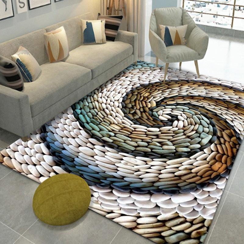 Creative Cobblestone 3D Vision Living Room Sofa Carpet Home Bedroom Bedside Carpet Children's Play Non-slip Mat Home Decoration