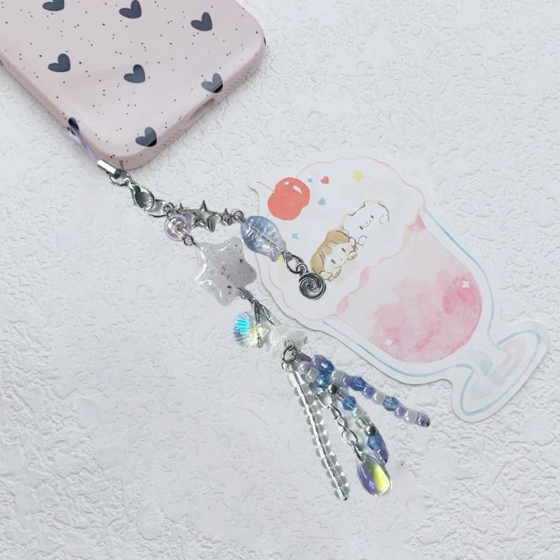 Lovely Jellyfish Pendant Handmade Beaded Phone Charm Portable Girls' Fashion Accessory for Mobiles Trendy Women Ladies