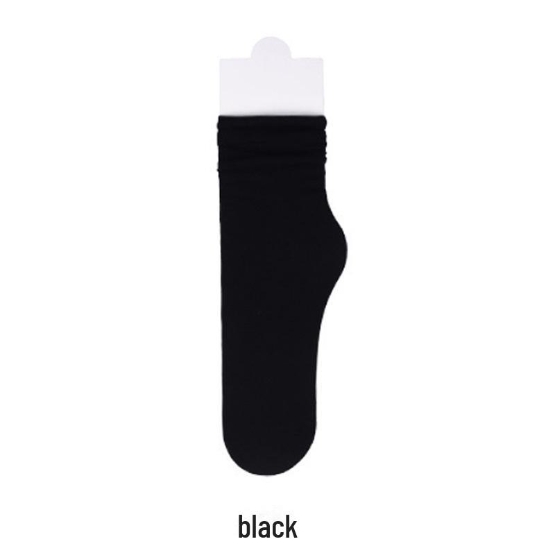 Women's Trendy Mid-Tube Ice Velvet Socks - Solid Colors and Fashionable Curls