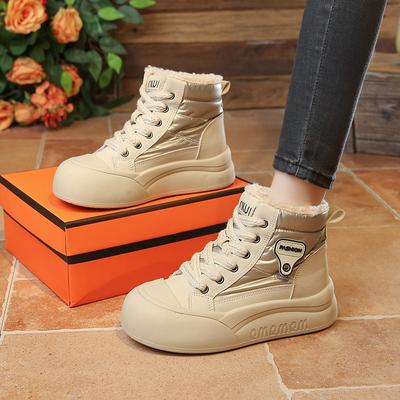 Neue Winter High-Top Schneestiefel mit dicker Sohle, gefütterte und verdickte rutschfeste Baumwollschuhe, erhöhte und warme Damen-Dad-Schuhe