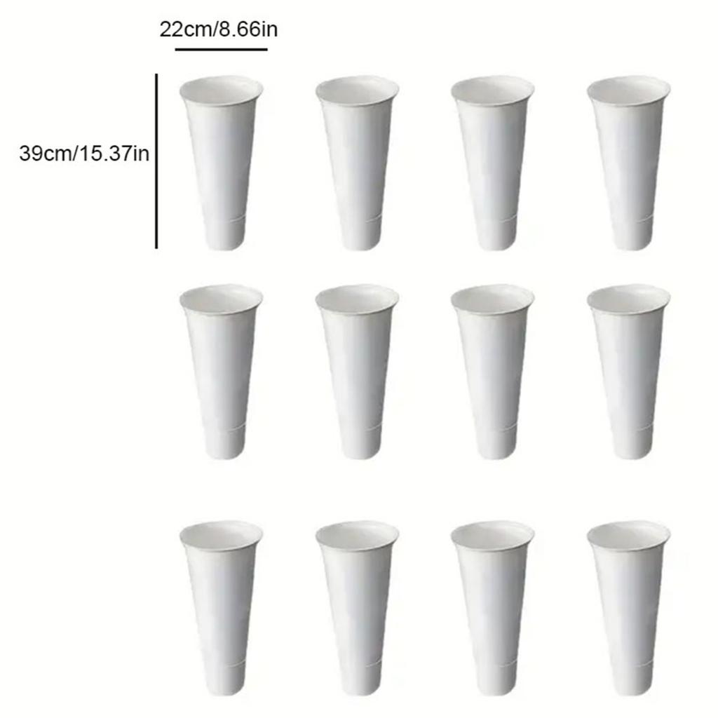 Flower Display Stand 3 Layers Metal Plant Stand with Wheels and Foot Brake 12pcs Tapered Plastic White Flower Pots