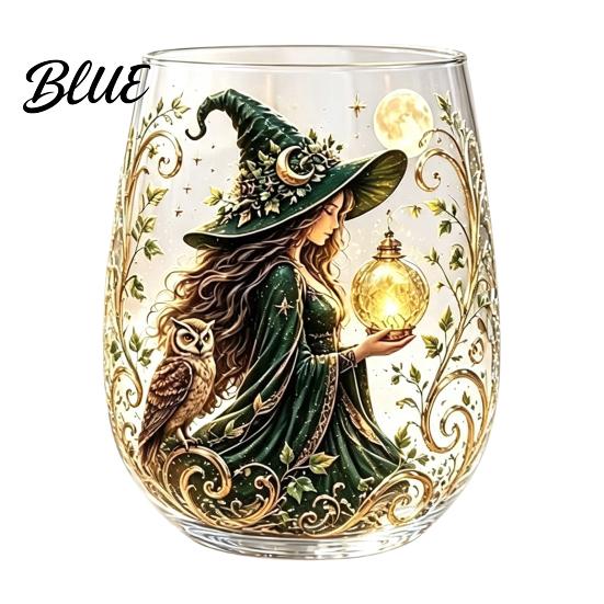 Creative Holiday Gift Fantasy Witch Glass Tea Cup Gothic Crystal Ball Pattern Tumbler for Themed Drinkware Wine Juice 320ml Vintage Halloween