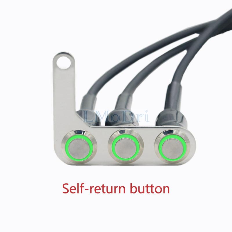 

Мотоциклетный переключатель на руле, регулируемое крепление, водонепроницаемые переключатели ВКЛ-ВЫКЛ, 3 кнопки для фар, звуковой сигнал поворота с Left-Green