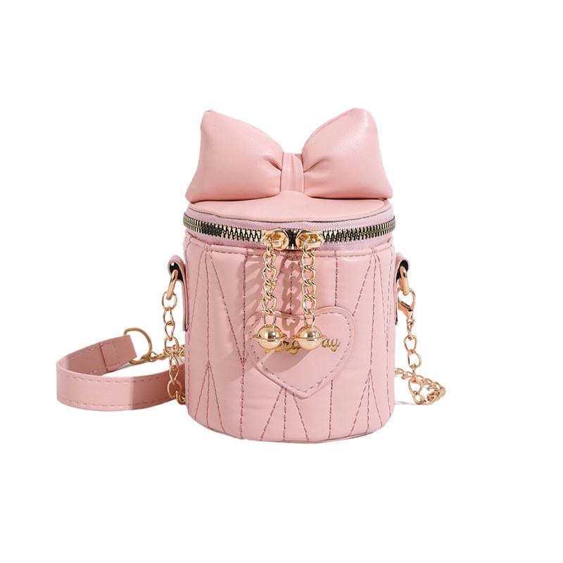 

Chic Quilted Cylinder Bag For Women Trendy Street Style With Bowknot Detail рожевий