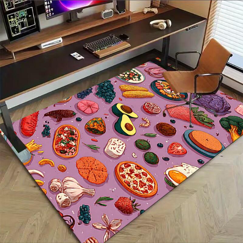 1PC Food Patterns Anti-slip Carpet, Suitable for Office, Bedroomand Playrooms. It Can Also Be Used As a Sofa Footrest cover-R90