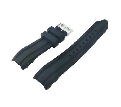 22mm Waterproof Black Silicone Rubber Curved End Dive Watch Band Strap