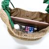 Drawstring frill handle woven tote bag