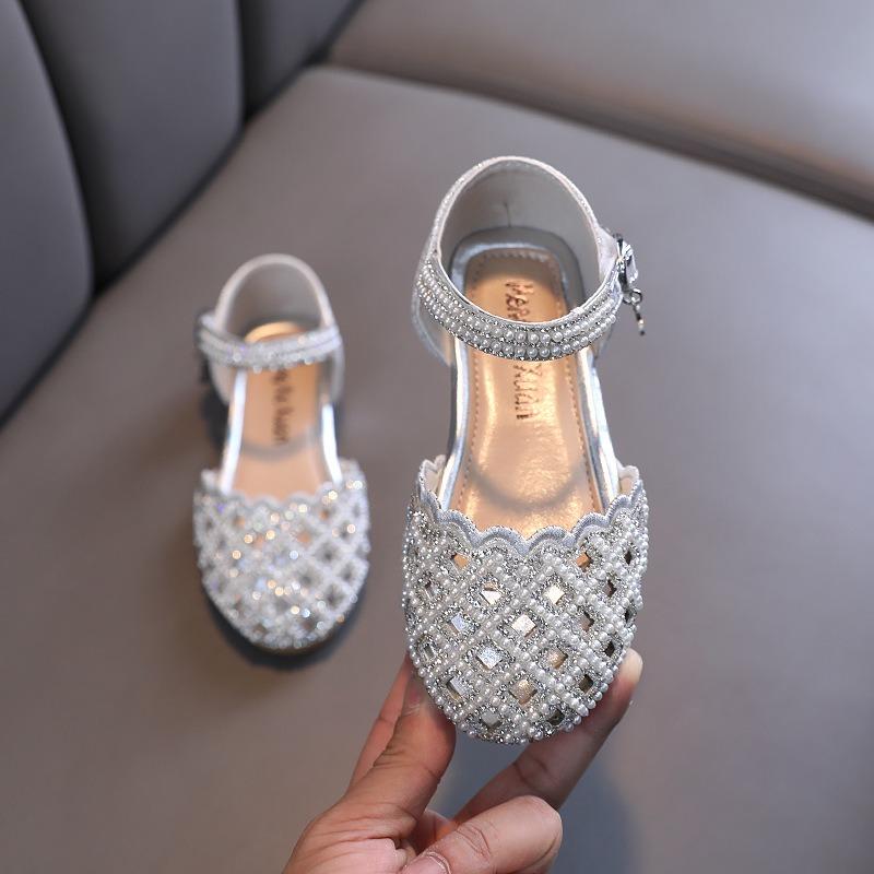Summer & Autumn New Korean Style Princess Shoes for Girls, Hollow-out Leather Flats for Little to Big Kids