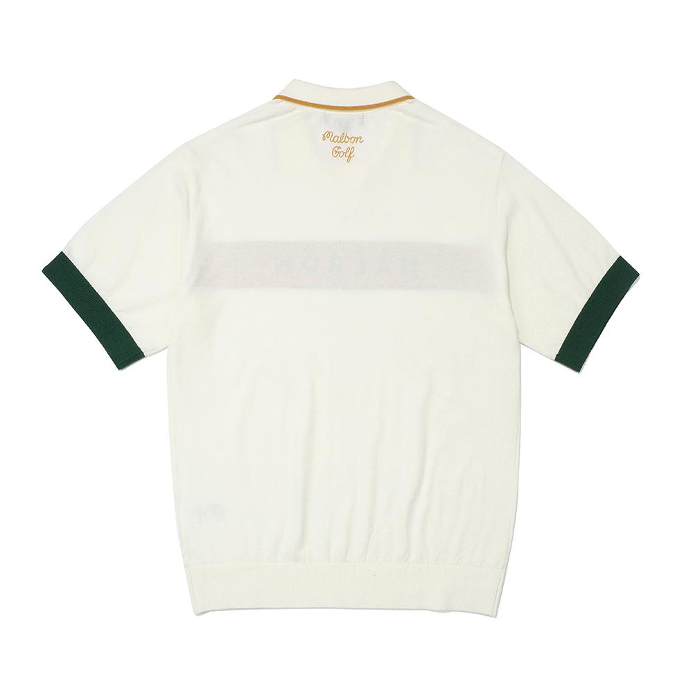 MALBON GOLF Malbon Scirpt Polo Knit T-Shirt Ivory (Man)
