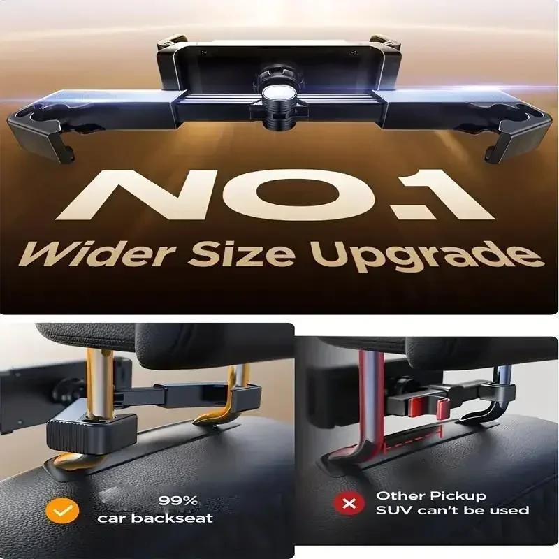 "360° Rotating Waterproof Car Headrest Phone/Tablet Mount: Universal 4.7-13"" Compatibility, Easy Installation, Secure Handlebar