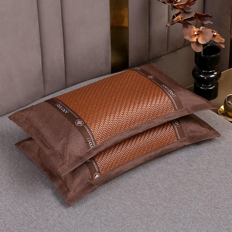 Cooling Buckwheat Pillow Adults Students Breathable Ice Silk Bamboo Cover Single Bed