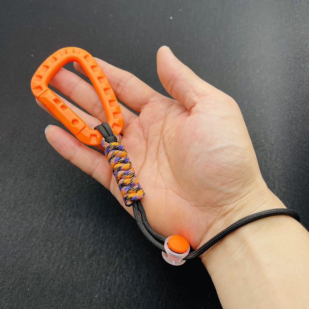 Hand-woven Paracord Carabiner Anti-lost Adjustable Keychain Outdoor Hiking Tools Kettle Buckle Hooks Backpack Accessories
