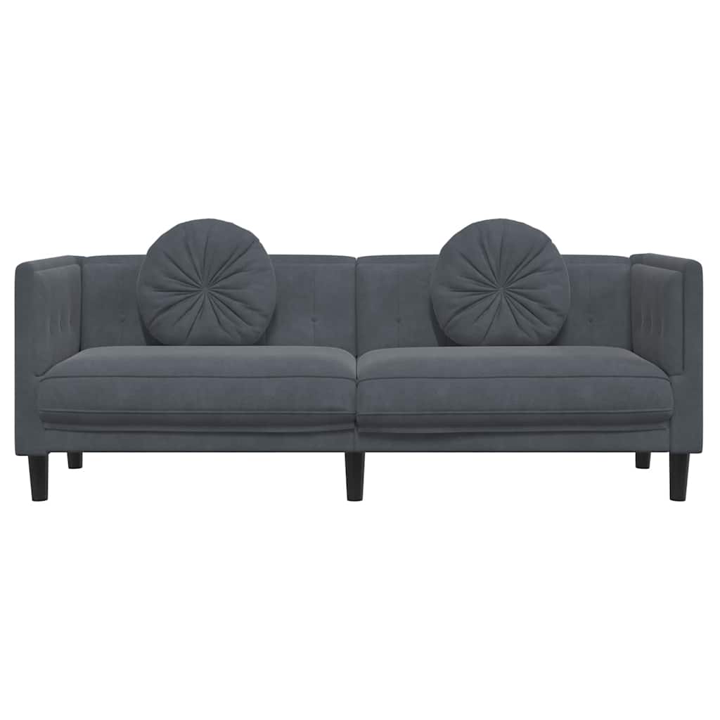Vidaxl Sofa 3-Osobowa Z Poduszkami, Ciemnoszara, Aksamit