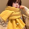 Yellow knitted wool scarf, women's autumn and winter Korean high-end sense, thickened atmosphere, warm and cold-proof neck scarf