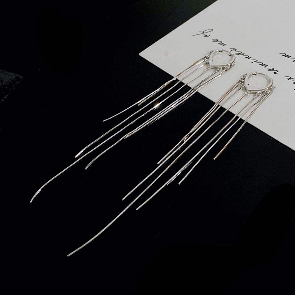 2026 Exaggerated Long Silver Colour Tassel Earrings for Woman Simple Personality Fashion Earrings Wedding Jewelry Birthday Gift
