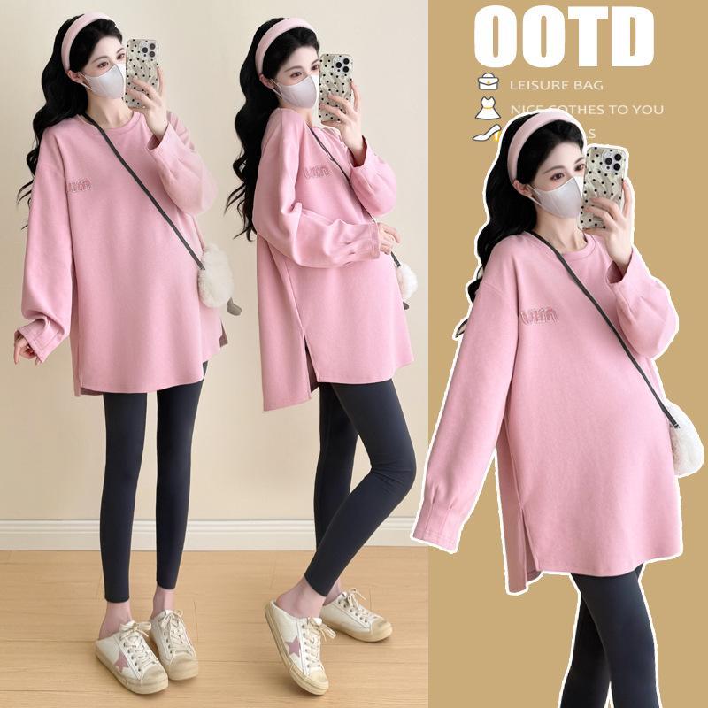 2026 Autumn Maternity Wear: Loose Mid-length Plus Size Hoodie for Trendy Moms XL белый