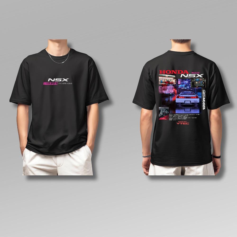 Honda Mens and Womens Tshirt  Summer Cotton Retro Honda NSX Tee New Shortsleeved Spring and Autumn Motorcycle Cycling Top