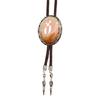 Vintage Oval Shape Stone Pendant Bolo Tie Western Braided Rope Adjustable Necktie Jewelry Shirt Collar Chain Necklace