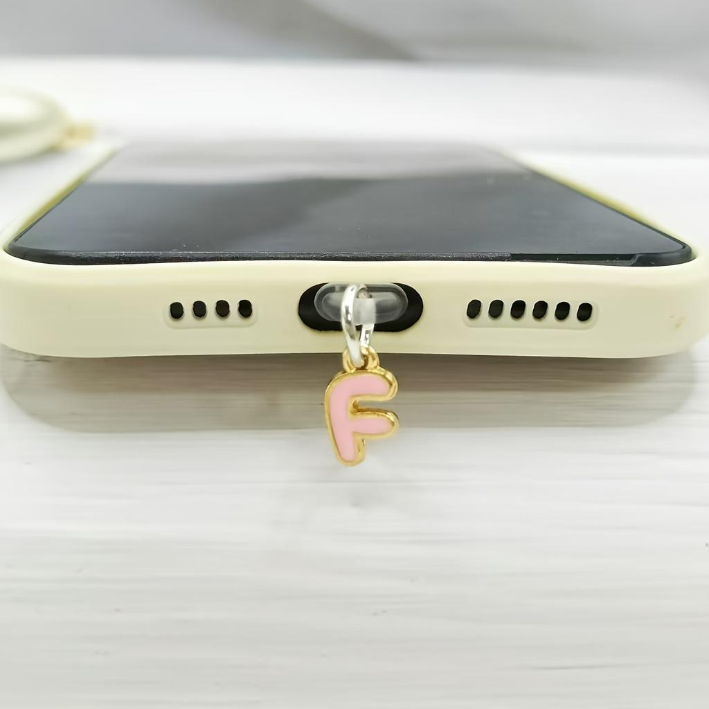 1 Stück Legierung Rosa Buchstabenanhänger Handy Staubschutzstecker Wasserdicht Staubdicht Staubfest