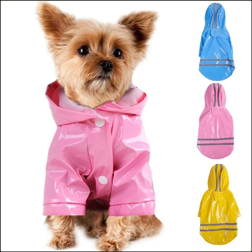 Hunderegenmantel Wasserdicht Mit Kapuze Pu-Regenjacke Outdoor-Regenbekleidung S-XL Für Kleine Mittlere Große Hunde Katzen