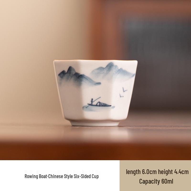 Традиционная ручная роспись по бамбуку, керамическая чашка для чая с подглазурной росписью - Одиночная дегустационная чашка Кунг-фу Below 200mL