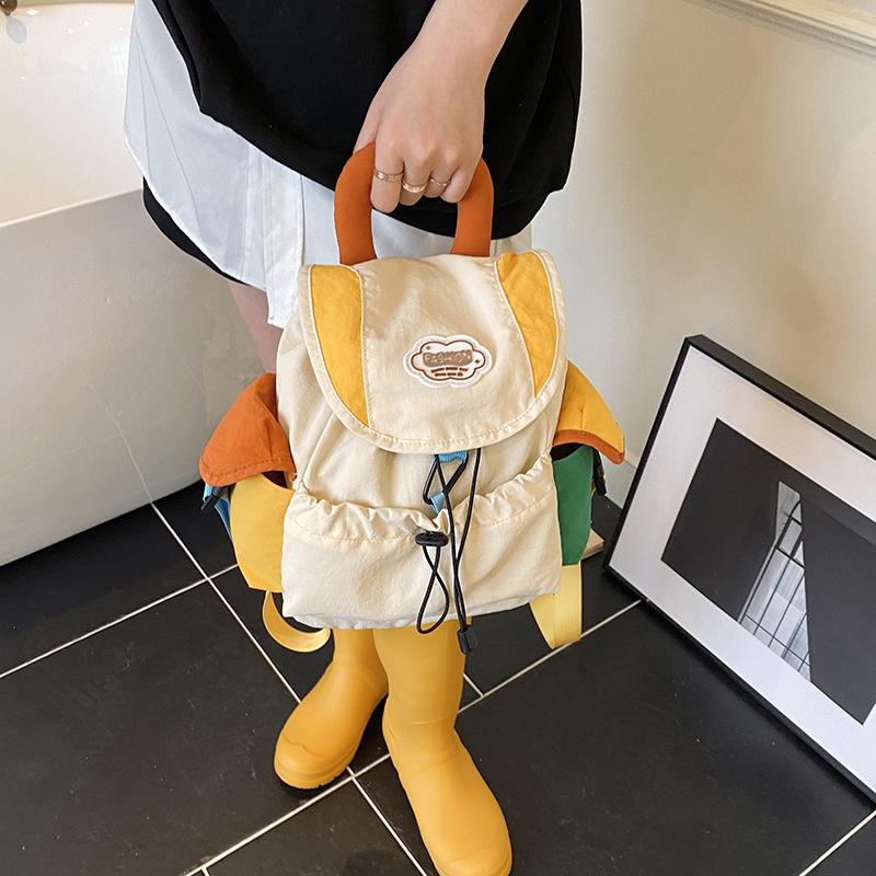 Schüler Kontrastfarbe Schultasche Damen Tasche Trendiger Süßer Rucksack Lässige Große Kapazität Leinwandtasche