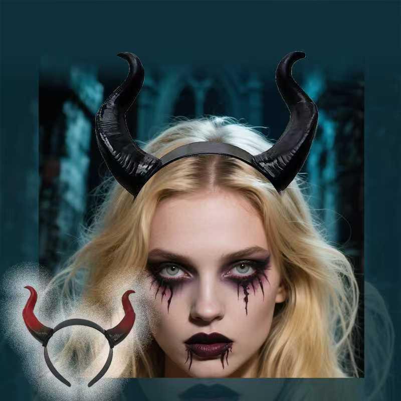 Devil Sheep Horn Headdress Role Playing Girl Boy Gothic Ox Horn Antelope Hairband Halloween Party Costume Decorative Headwear