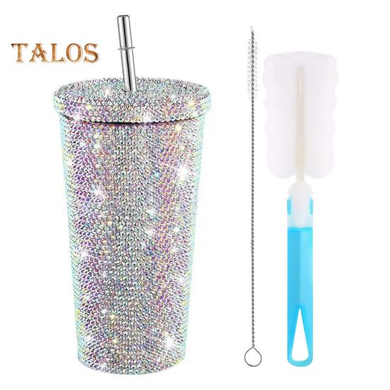 

Блискучий тамблер з стразами-щітками, тамблер, інкрустований стразами, ізольована пляшка з нержавіючої сталі, блискуча термочашка, подарунки на день народження для мами, дружини різнокольоровий