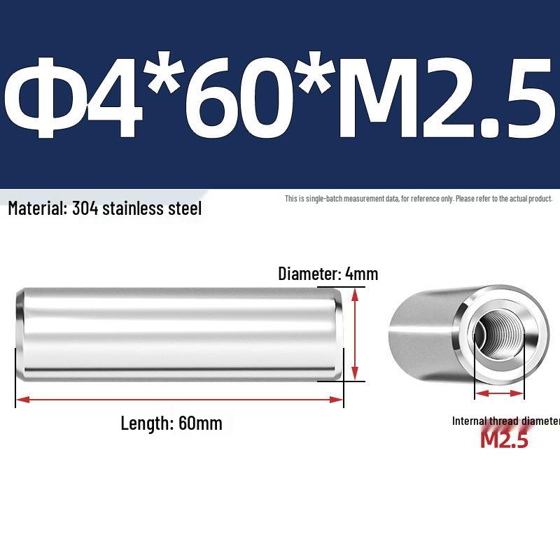 Pin Cilindric din Oțel Inoxidabil 304 cu Filet Interior M4/M6/M8 și Orificiu - Coloană de Suport și Ghidare