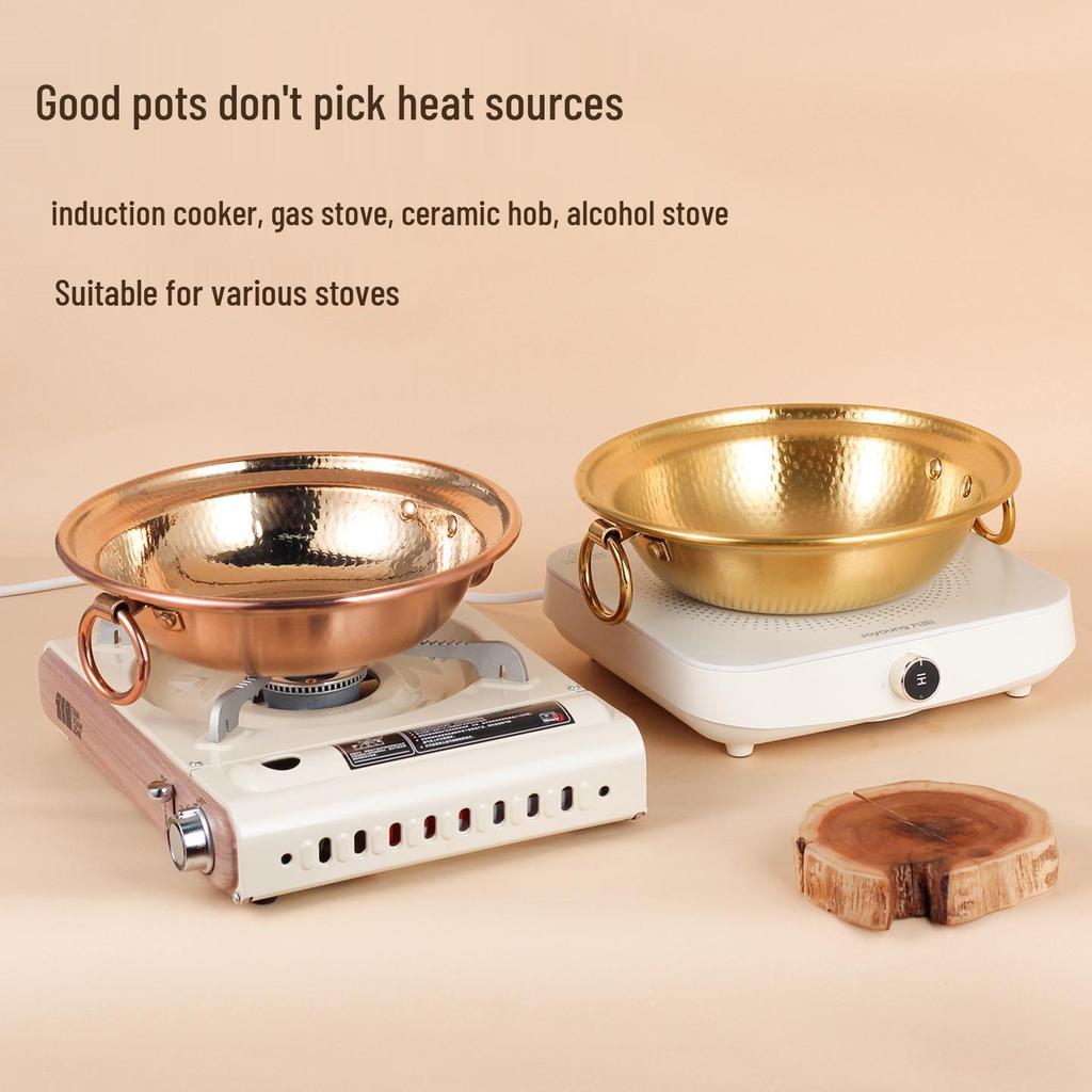 Grote Roestvrijstalen Hete Pot in Koperstijl voor Schaap, Lam en Vis