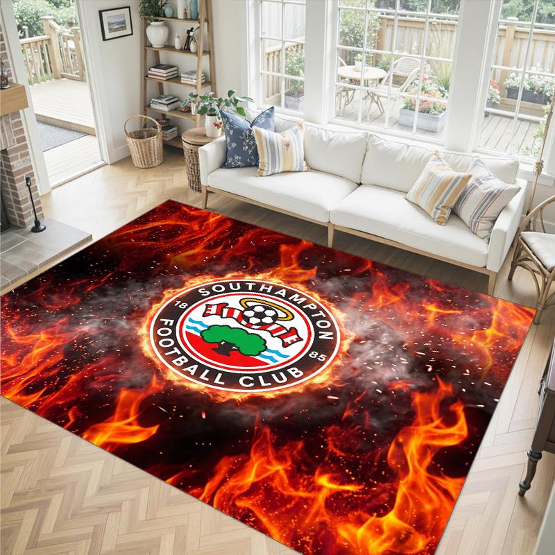 Southampton Football Design Crystal Velvet Carpet Cozy Non?Slip Printed Rug For Bedroom Living Room Entrance