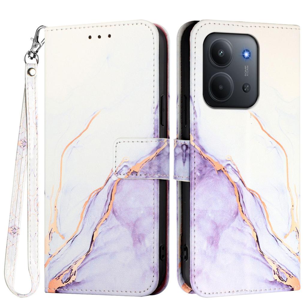 Per Xiaomi Redmi 15C 4G (171mm) Custodia con Cinturino Motivo Marmo Copertura in Pelle per Telefono Porta Carte