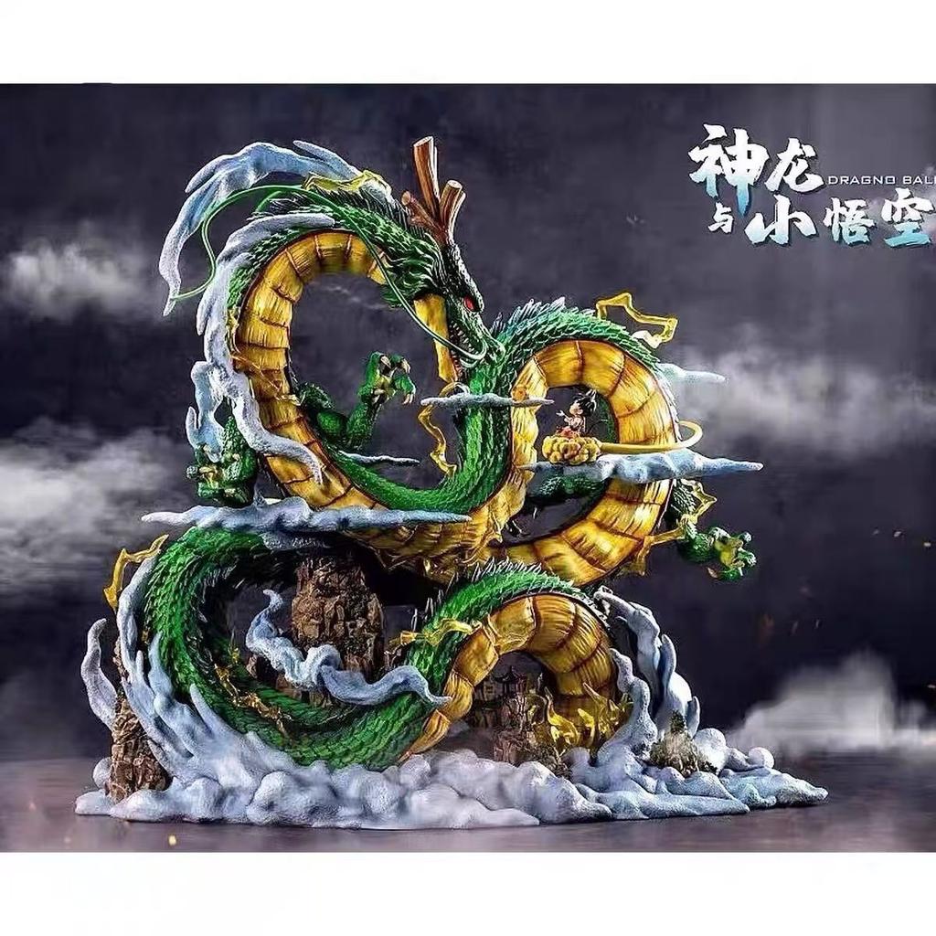 24cm Dragon Ball Goku And Shenron Anime Action Figure Model Toy Pvc Static Statue Doll Desktop Ornament Collection Figure Gifts