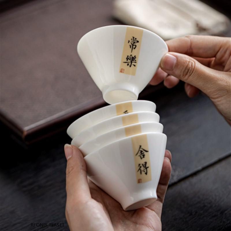 1 Pc Chinese Vintage Hand-painted Ceramic Tea Cup Handmade White Porcelain Tea Bowl Teacup Travel Tea Set Meditation Cup 60ml