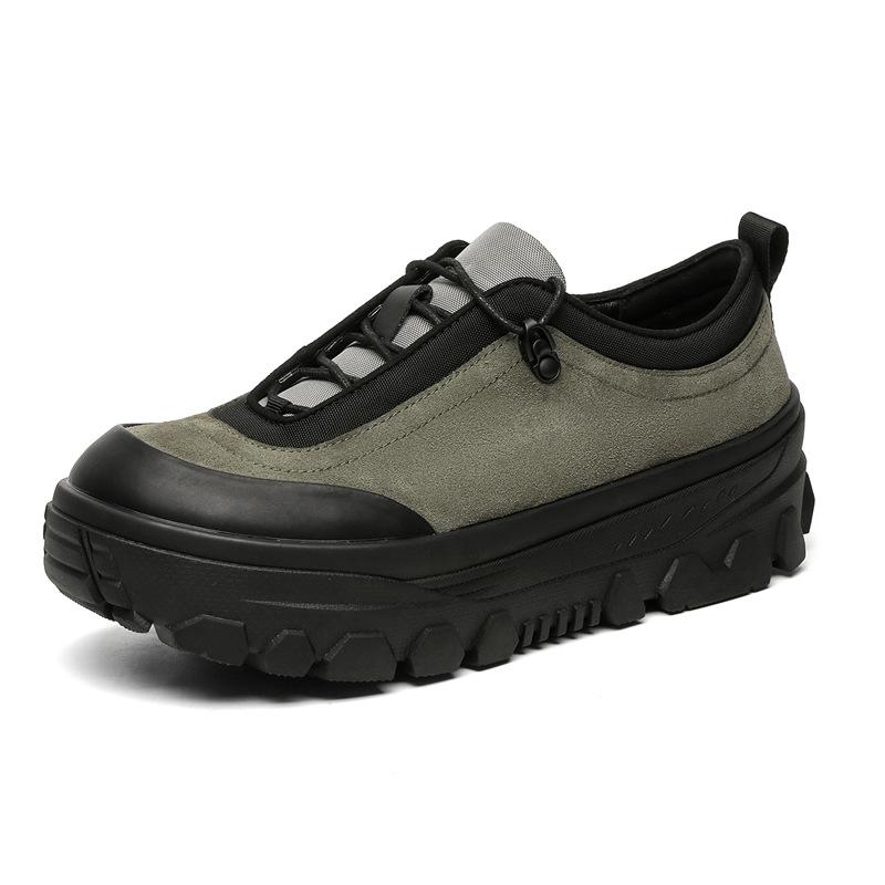 

3653 черные туфли на толстой подошве мужские весенние новые туфли с большой головой нишевые туфли Guochao уличный тренд функциональный стиль мужские туфли 44 синий