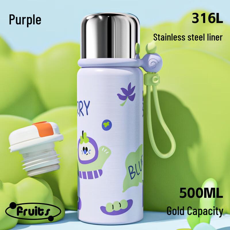 MRSIKEY Cute Cartoon 316 Stainless Steel Kids Insulated Water Bottle